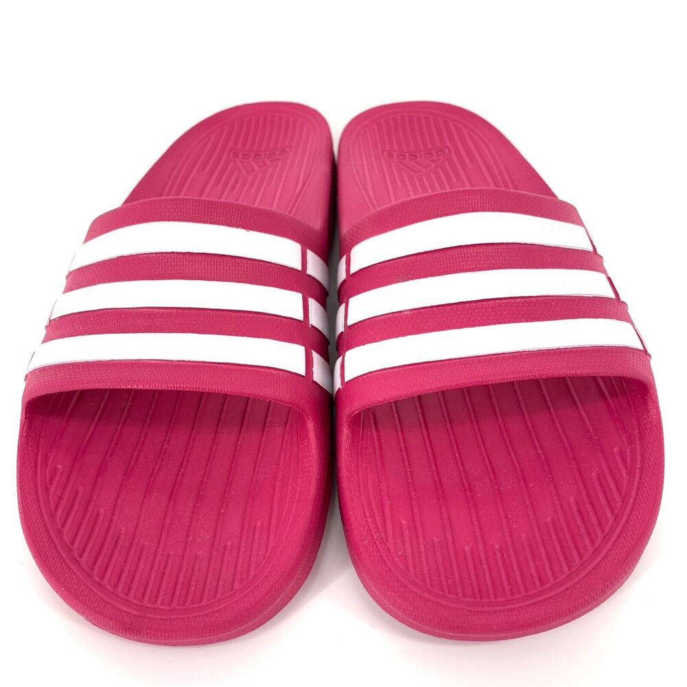 Adidas Adilette Slides Slip-on Youth Size 5 Pink White - Picture 2 of 8